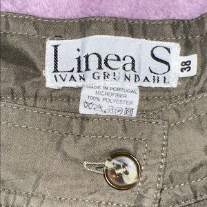 LINEA S IVAN GRUNDAHL olive green cargo pocket utility button skirt size 38